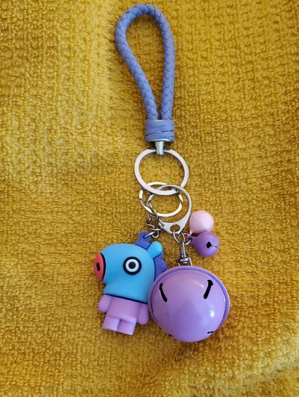 BTS K-POP Mang Horse Keychain with Purple Braided Loop BT21a